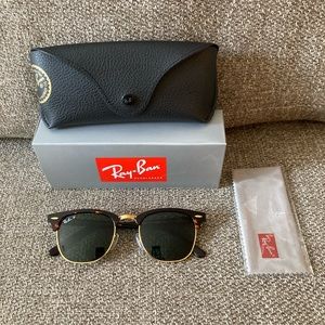 Ray-Ban Clubmaster Tortoise Frame Sunglasses RB3016 990/58 Polarized 51MM Rayban
